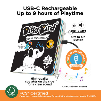 Ditty Bird (USB-C) - Black and White Animals